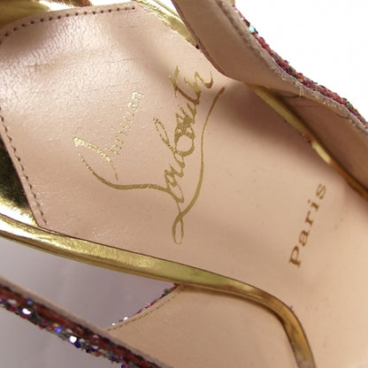 Christian Louboutin Glitter Numero Prive Peep Toe Gold 39 7 of 7