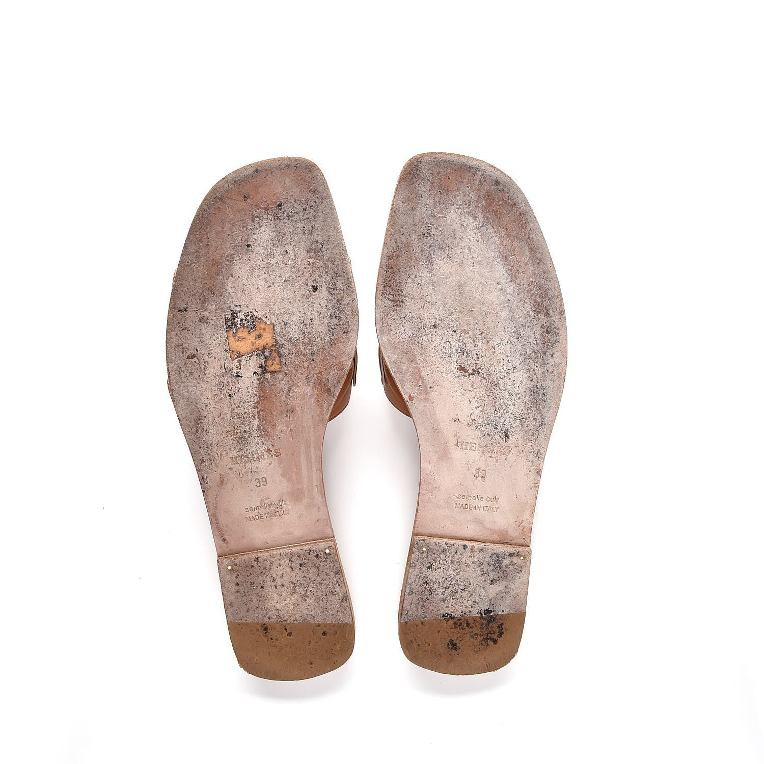 Hermes Laminated Nappa Calfskin Oran Sandals 39 Gold 7 of 12