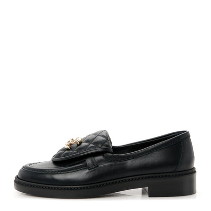 Chanel Lambskin Quilted CC Turnlock Loafers 36.5 Black 1 of 9