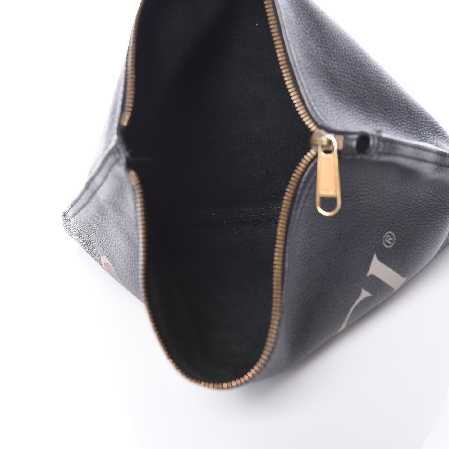 Pebbled Calfskin Medium Logo Portfolio Clutch Black
