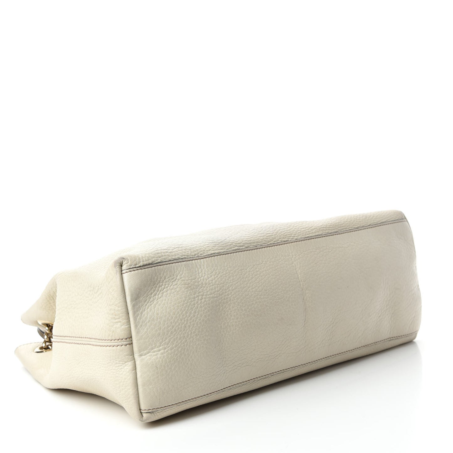 Pebbled Calfskin Medium Soho Chain Shoulder Bag Off White