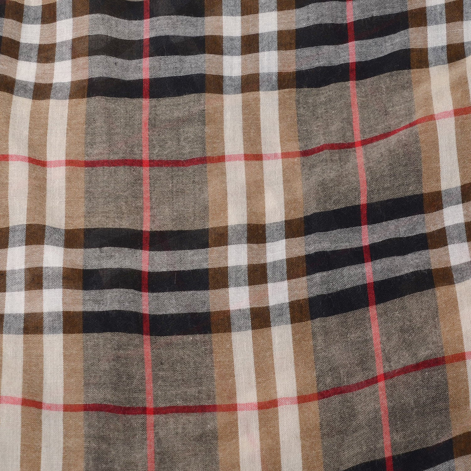 Burberry Wool Silk Gauze Vintage Check Lightweight Scarf Mahogany 4 of 4