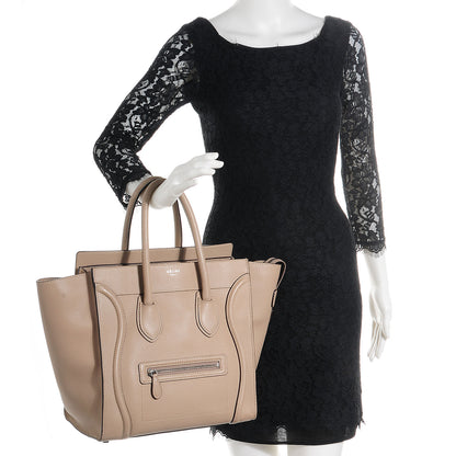Celine Drummed Calfskin Mini Luggage Dune 2 of 8