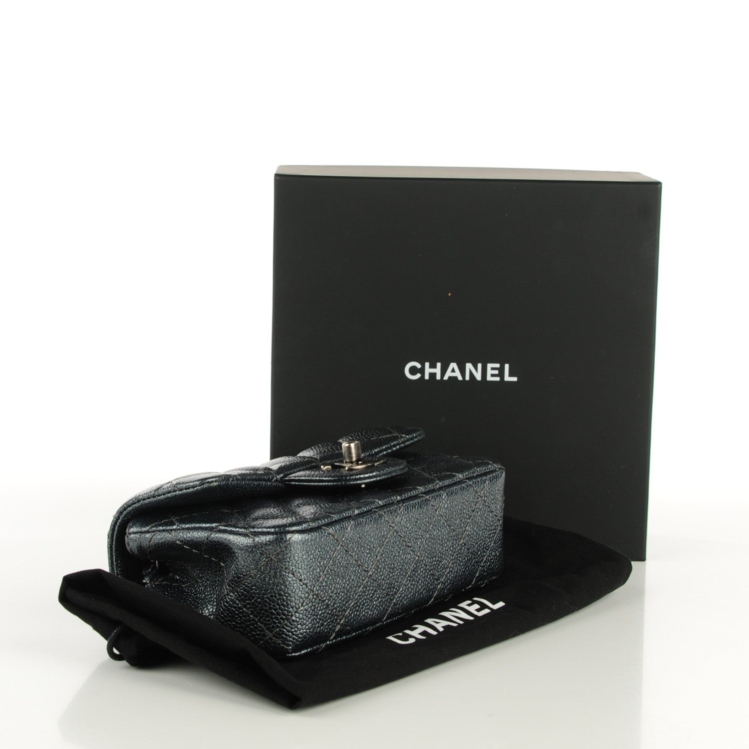 Chanel Metallic Caviar Quilted Extra Mini Flap Dark Grey 4 of 8