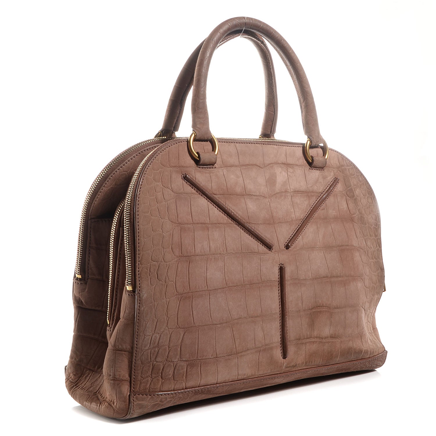 Saint Laurent Crocodile Embossed Nubuck 32 Bag English Rose 3 of 8
