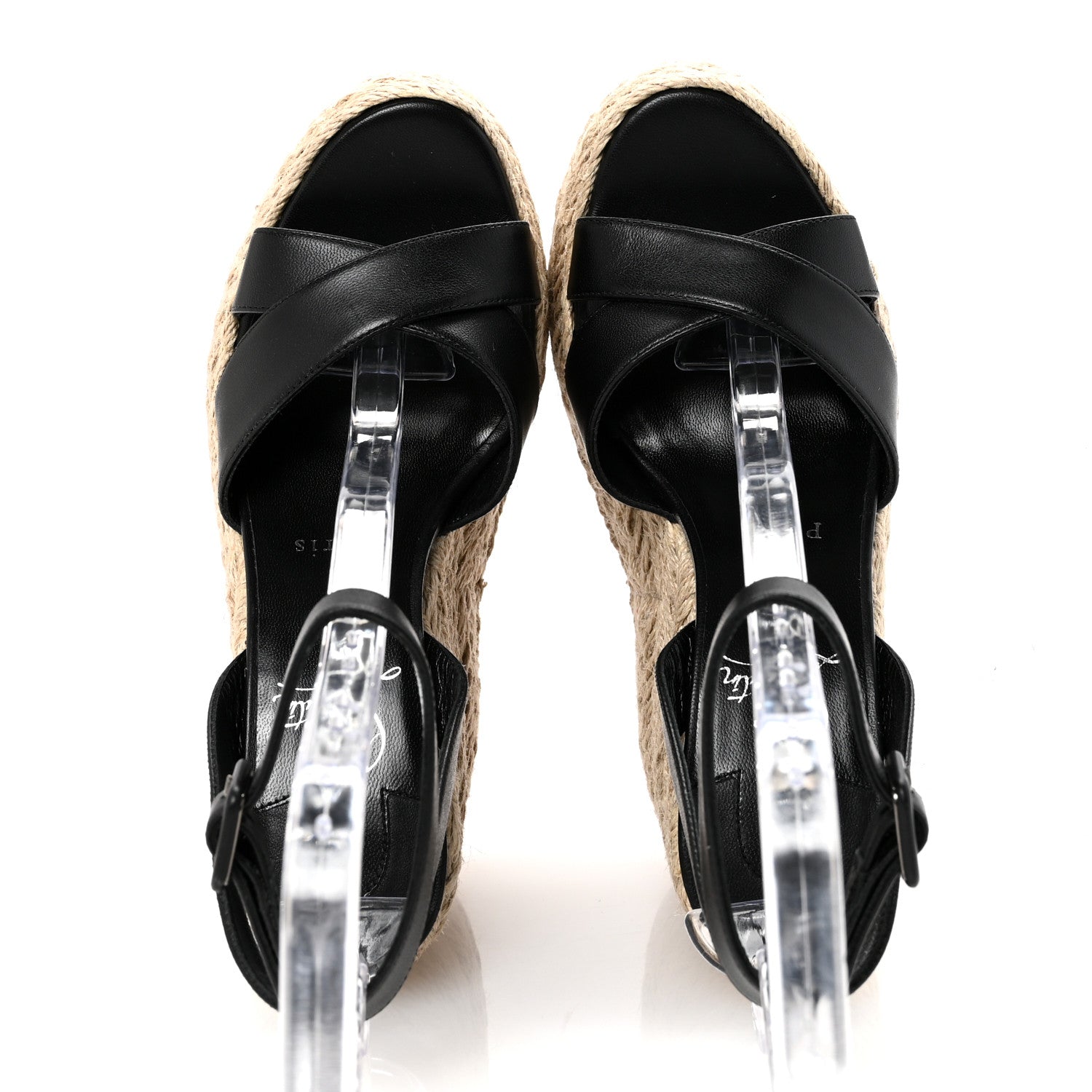 Christian Louboutin Goatskin Mariza Zeppa 130 Espadrille Sandals 37 Black 2 of 9