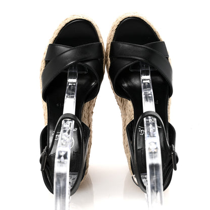 Christian Louboutin Goatskin Mariza Zeppa 130 Espadrille Sandals 37 Black 2 of 9