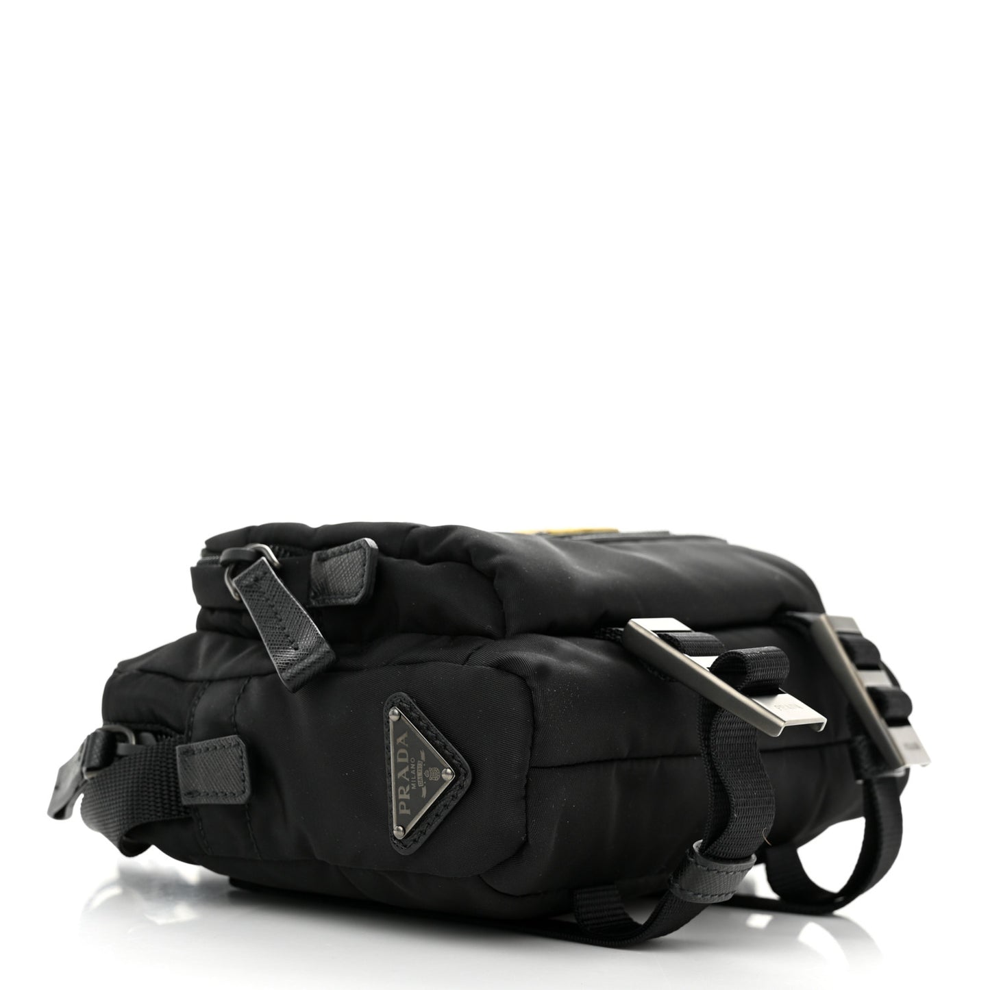 Nylon Saffiano Racing Logo Camera Crossbody Bag Black Yellow