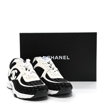 Chanel Suede Calfskin Printed CC Sneakers 41 White Black 9 of 9