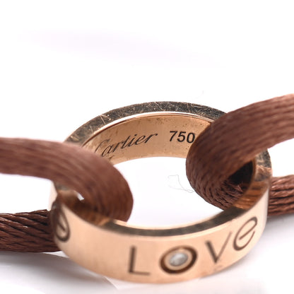 Cartier 18K Pink Gold Diamond Charity LOVE Adjustable Cord Bracelet Brown 4 of 4