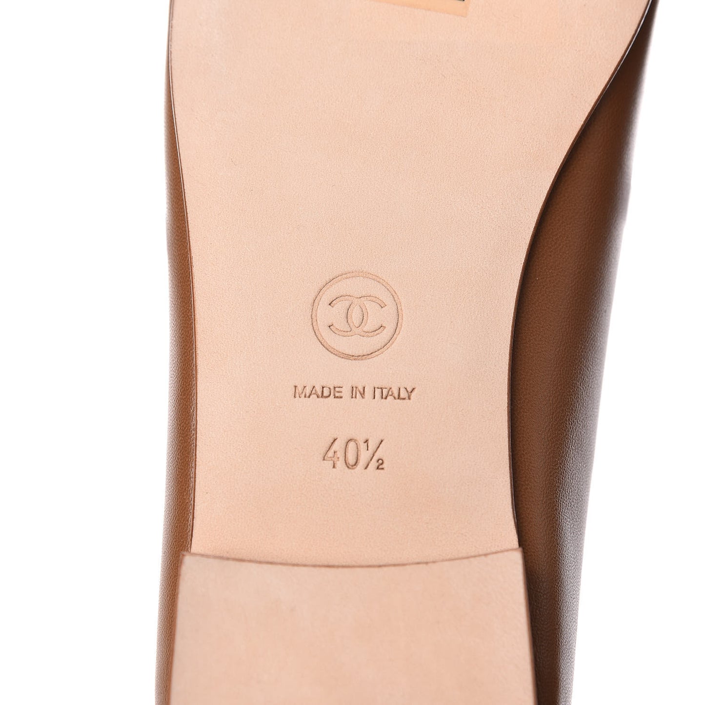 Lambskin Cap Toe Ballerina Flats 40.5 Camel