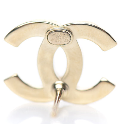 Chanel Crystal Metal CC Paris Button Stud Earrings Gold 3 of 5