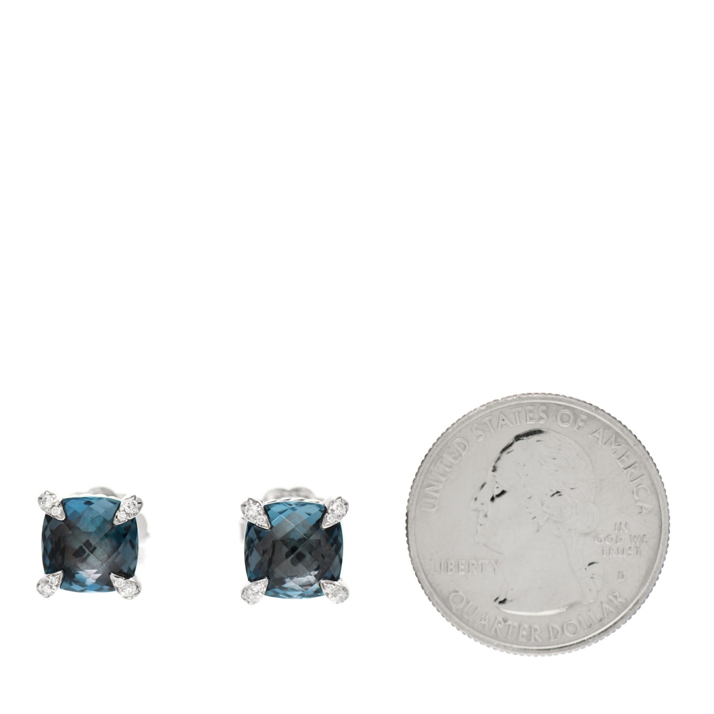 Sterling Silver Diamond Hampton Blue Topaz 9mm Chatelaine Earrings