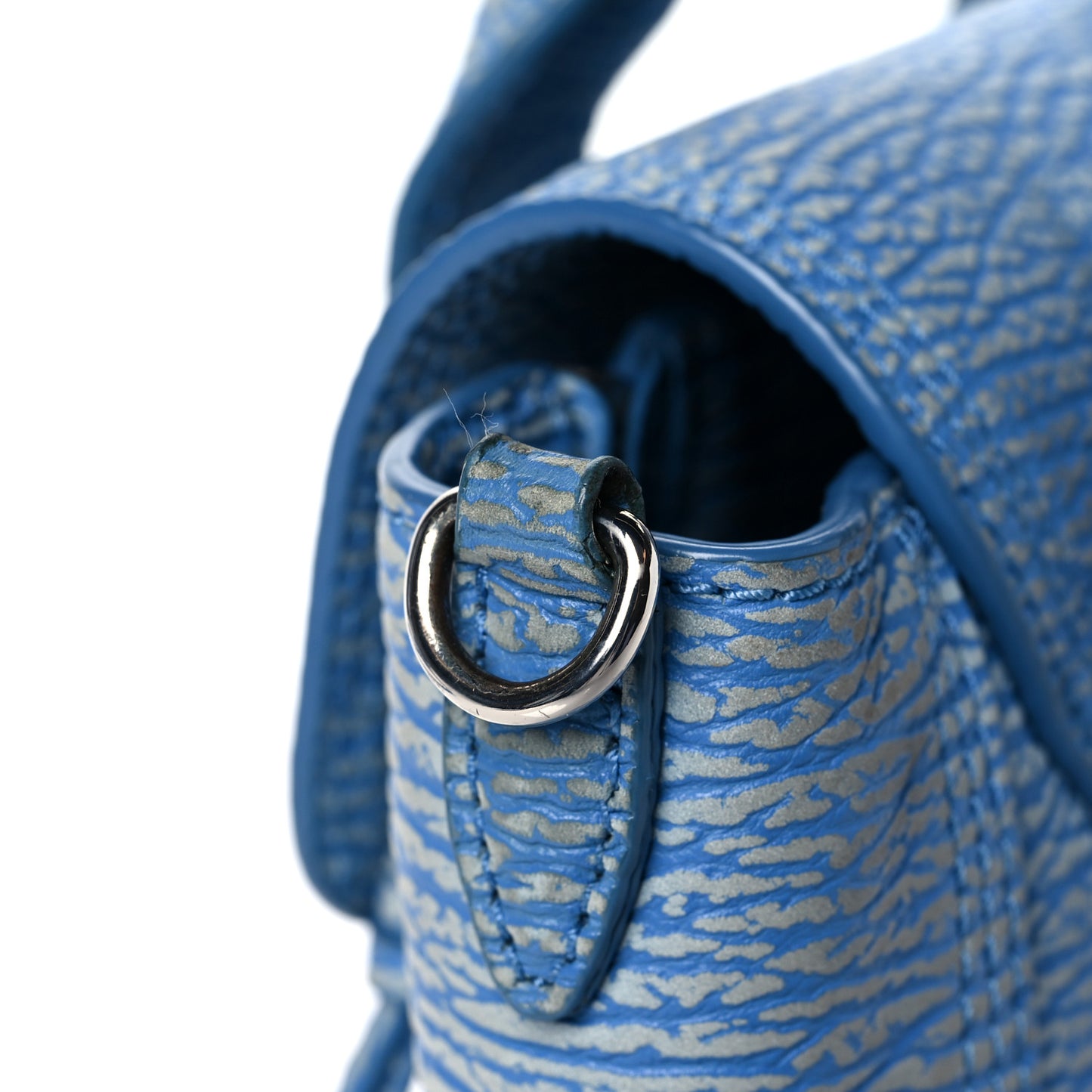 Textured Calfskin Mini Pashli Satchel Blue Ivory