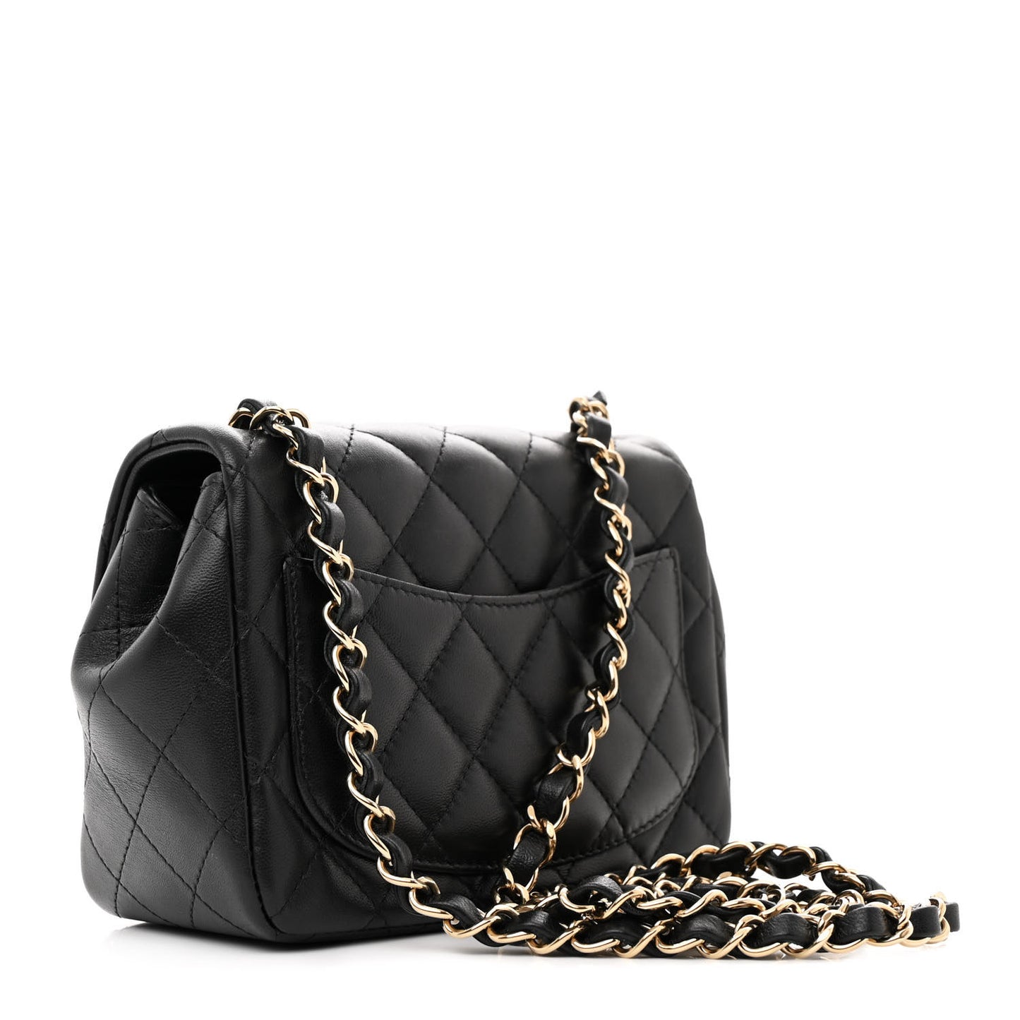 Lambskin Quilted Mini Square Flap Black