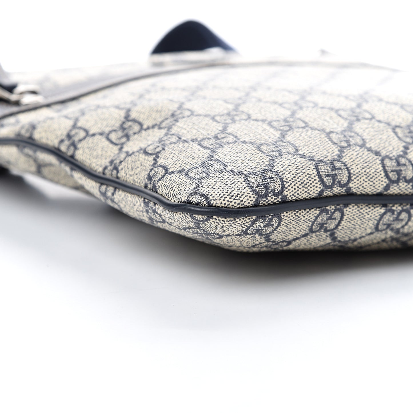 GG Supreme Monogram Small Flat Side Zip Messenger Bag Beige Blue