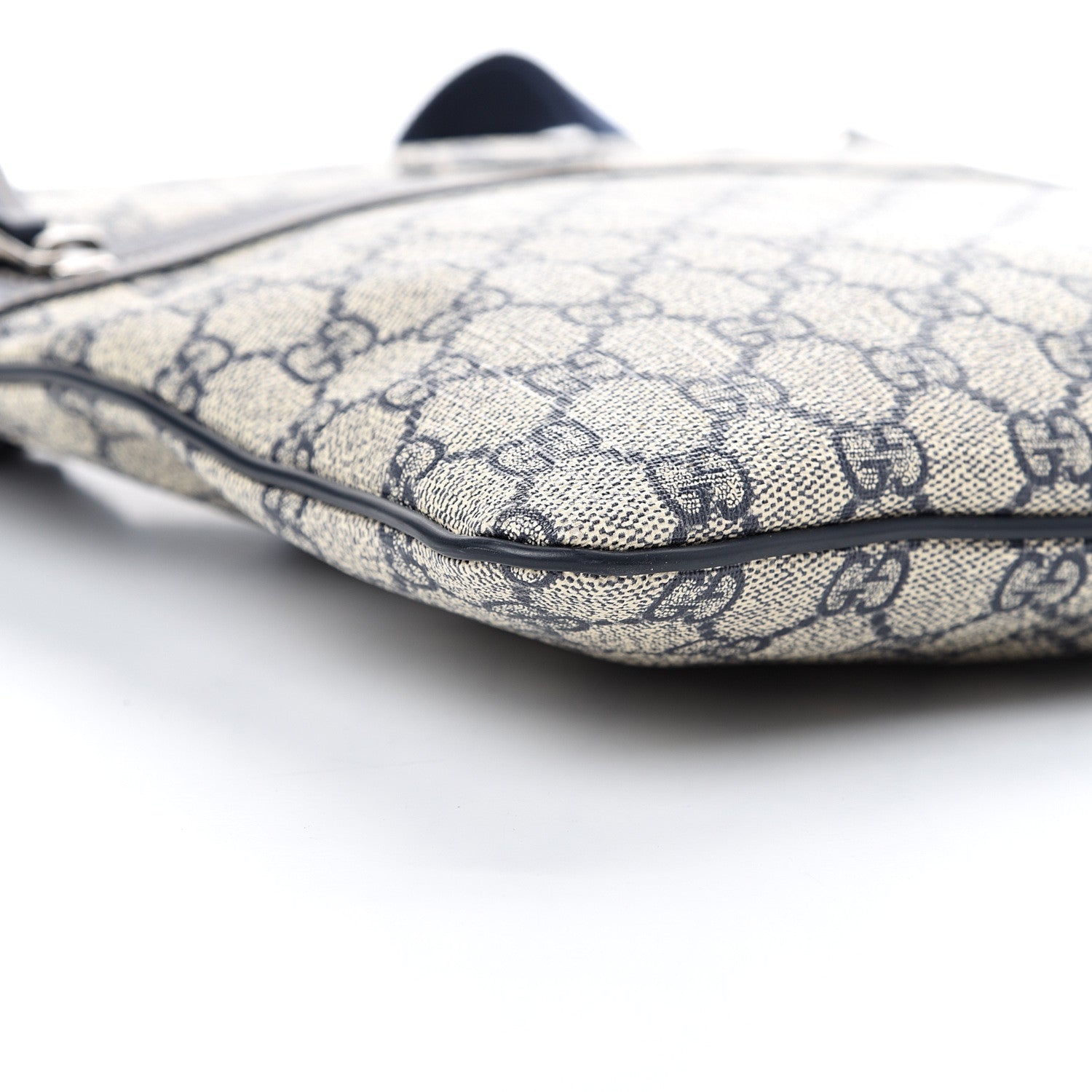 Gucci GG Supreme Monogram Small Flat Side Zip Messenger Bag Beige Blue 8 of 9