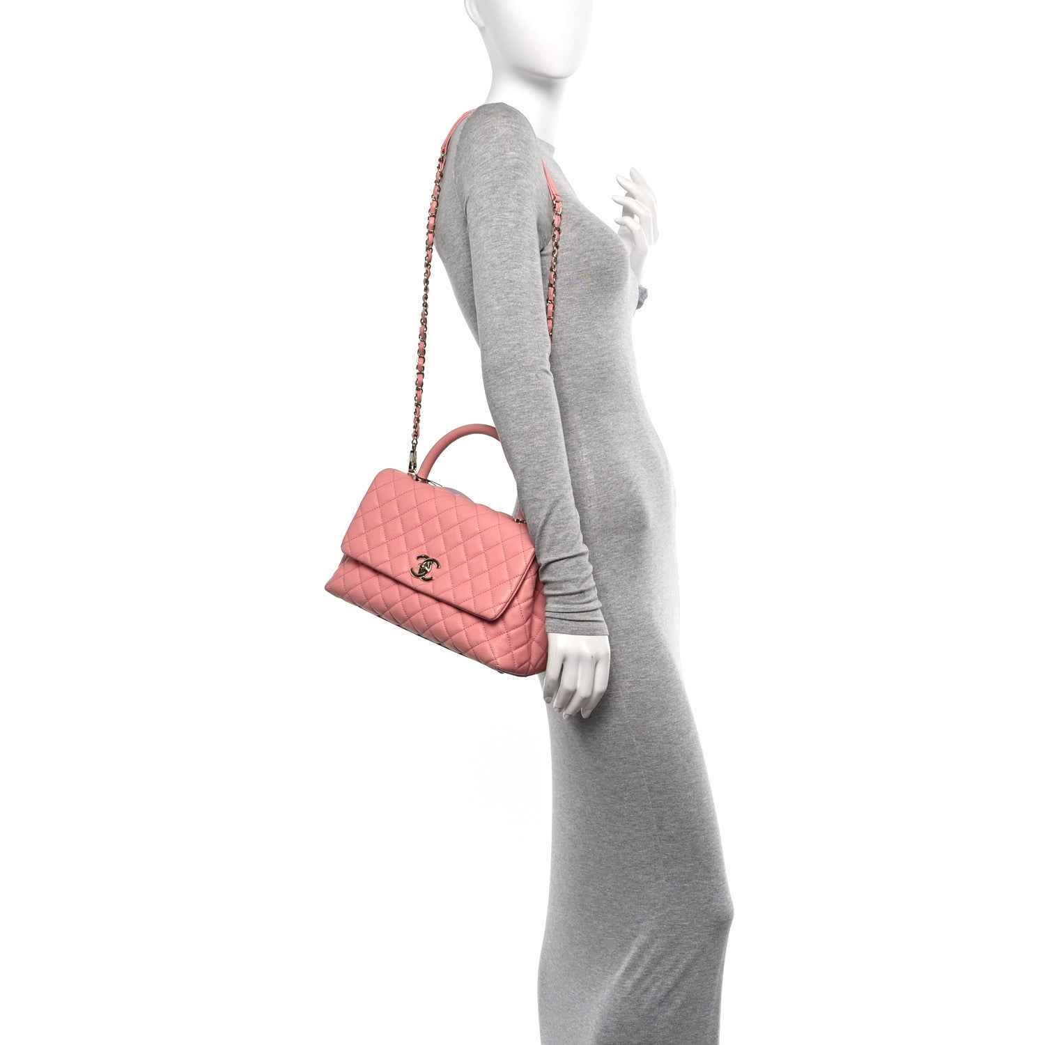 Chanel Caviar Quilted Small Coco Handle Flap Pink 2 of 11