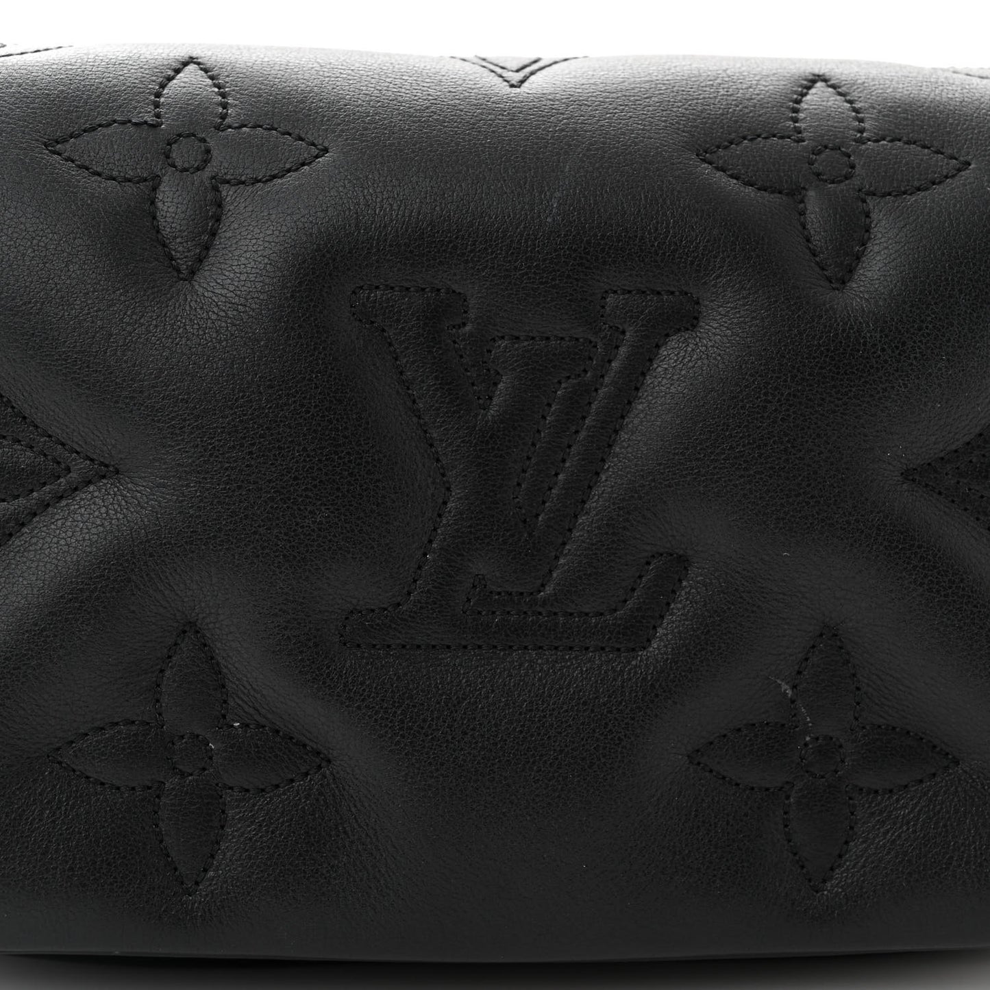 Calfskin Bubblegram Wallet On Strap Black