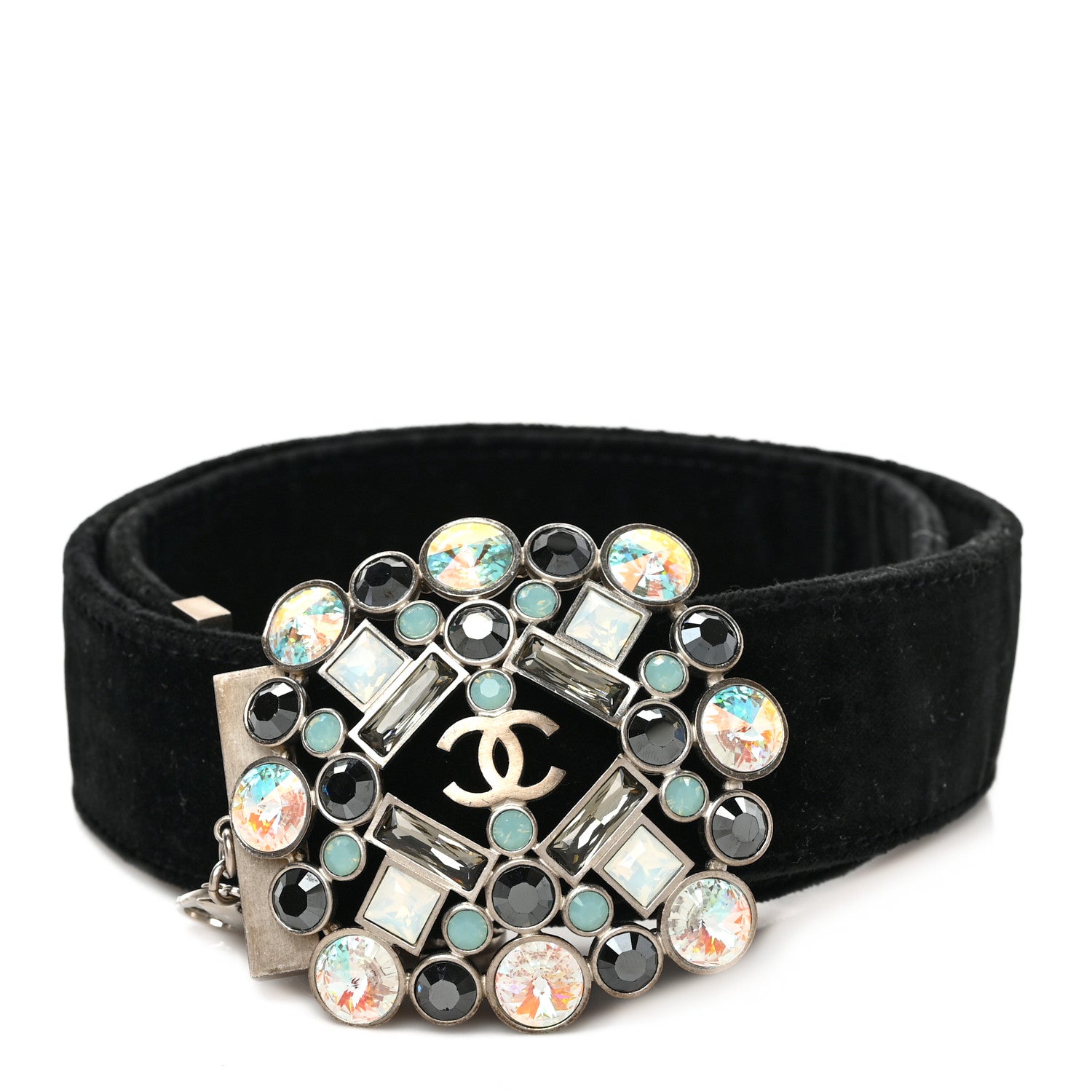 Chanel Velvet Gripoix Crystal Belt 90 36 Black 1 of 3