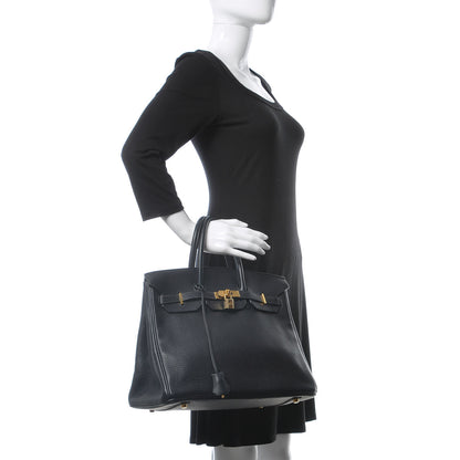 Hermes Taurillon Clemence Birkin 35 Bleu Indigo 2 of 36
