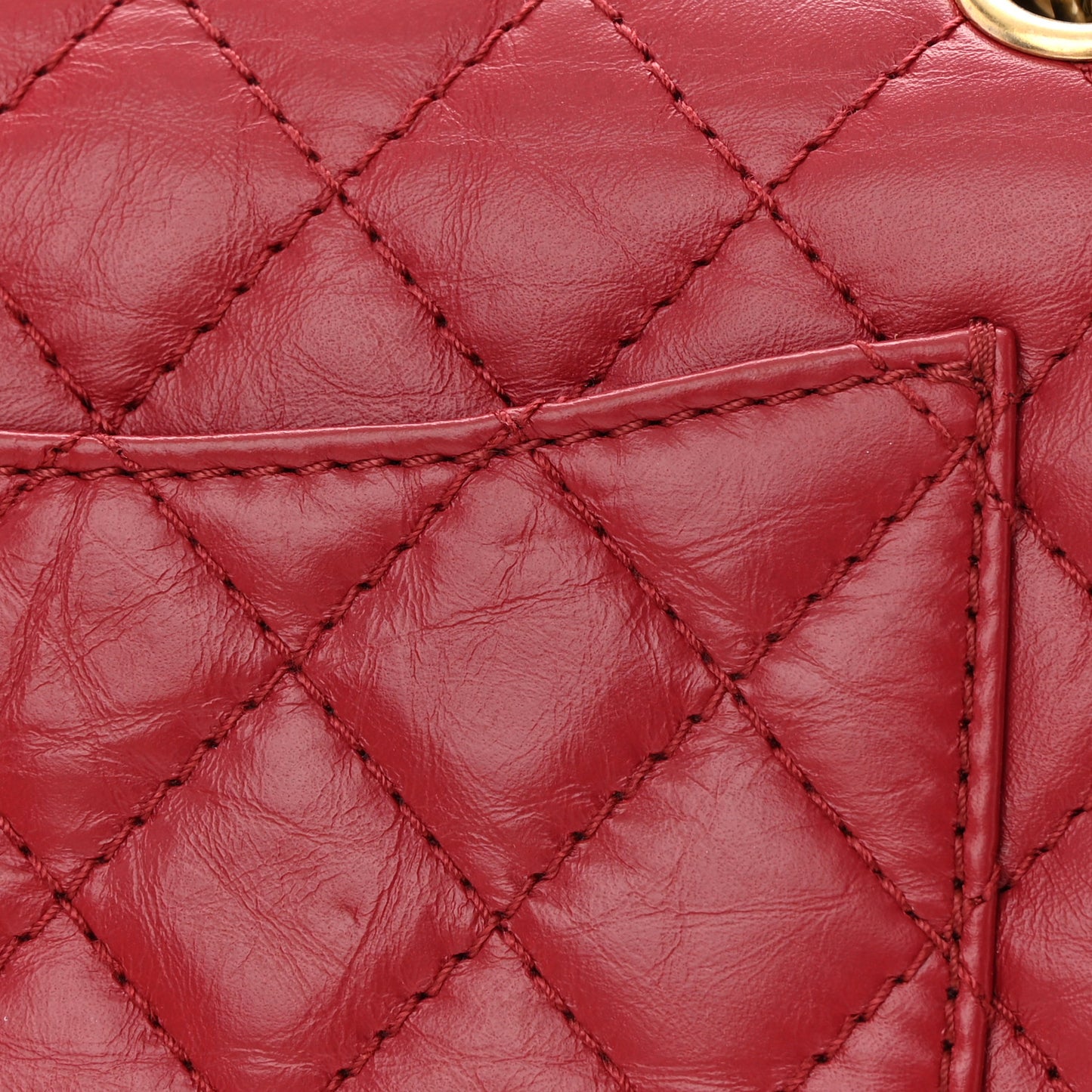 Aged Calfskin Quilted 2.55 Reissue Mini Flap Red