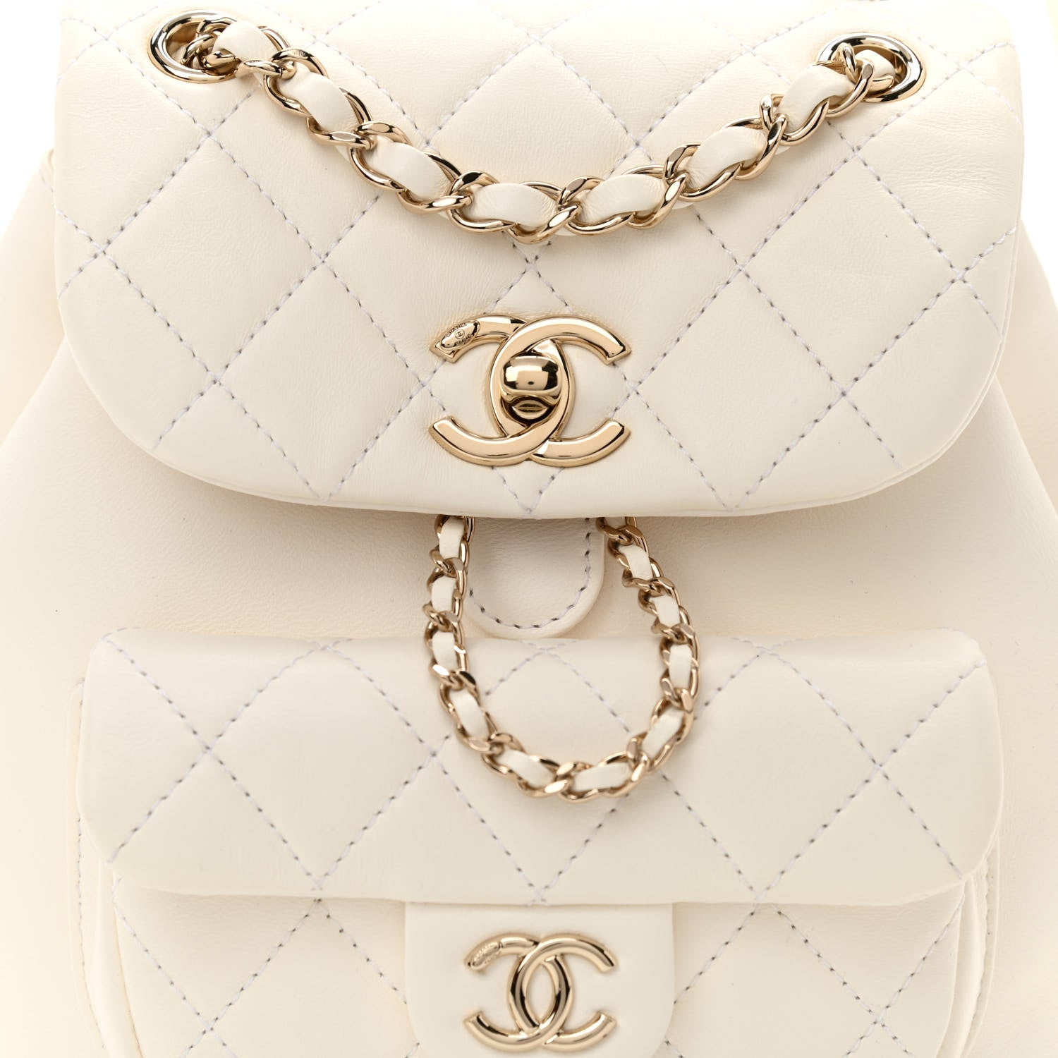 Chanel Lambskin Quilted Small Duma Drawstring Backpack White 8 of 10