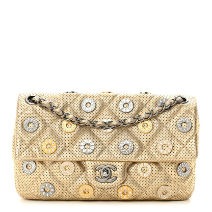 Chanel Perforated Metallic Lambskin Jumbo CC Medals Flap Gold 1 of 10