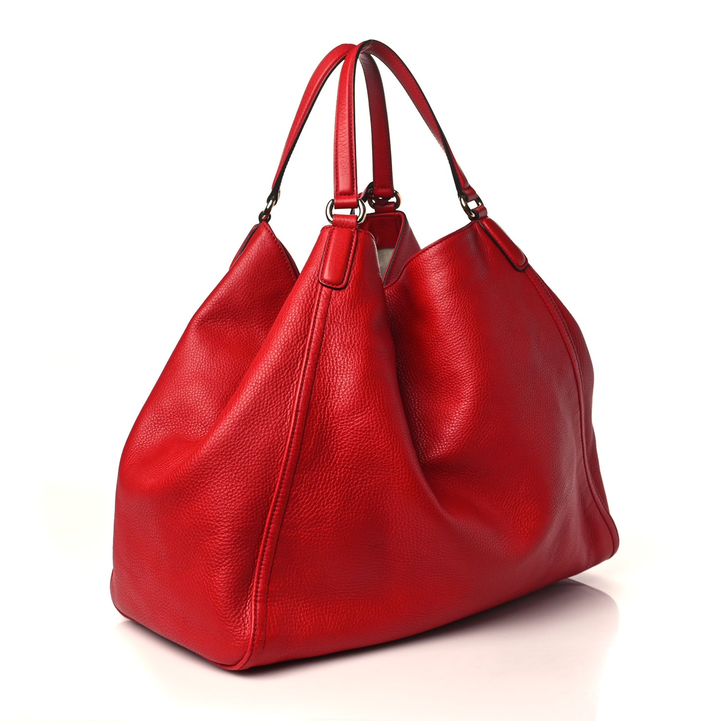 Pebbled Calfskin Large Soho Shoulder Bag Red