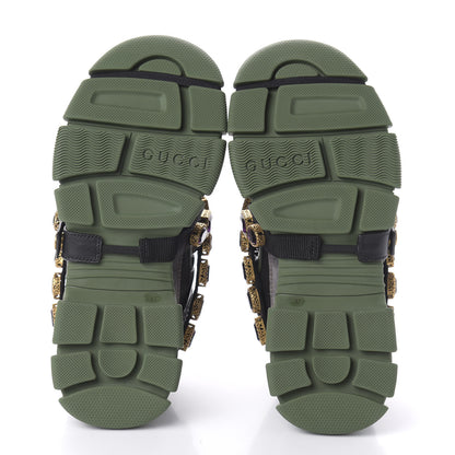 Gucci X SEGA Mesh Suede Calfskin Removable Crystals Flashtrek Sneakers 37 Loess Black Olive Green 6 of 10