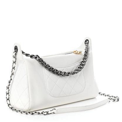 Chanel Calfskin Chain 20s Signature Hobo White 3 of 11