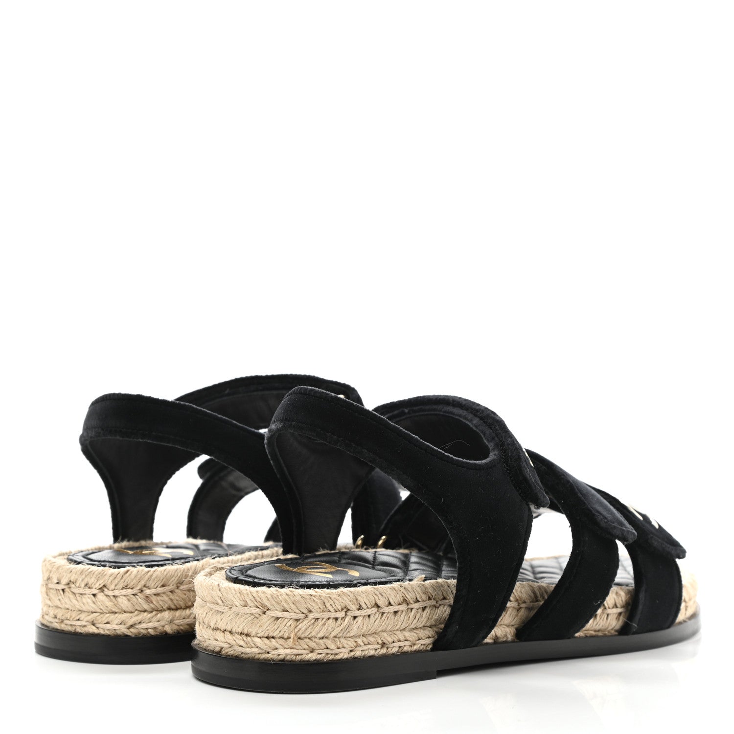 Chanel Velvet Lambskin CC Flat Sandals 39 Black 4 of 9