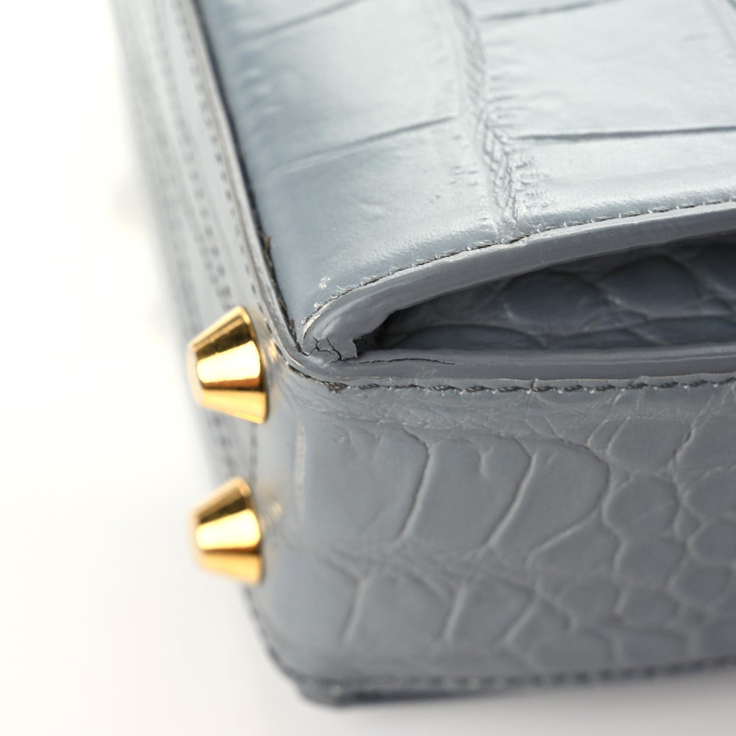 Alexander McQueen Calfskin Crocodile Embossed Box Shoulder Bag 16 Grey 17 of 20