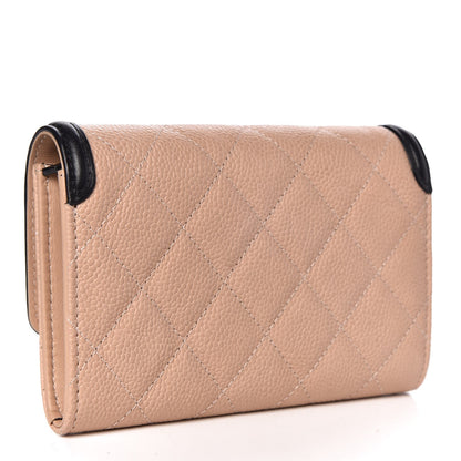 Chanel Caviar Quilted Medium Filigree Flap Wallet Beige Black 3 of 9