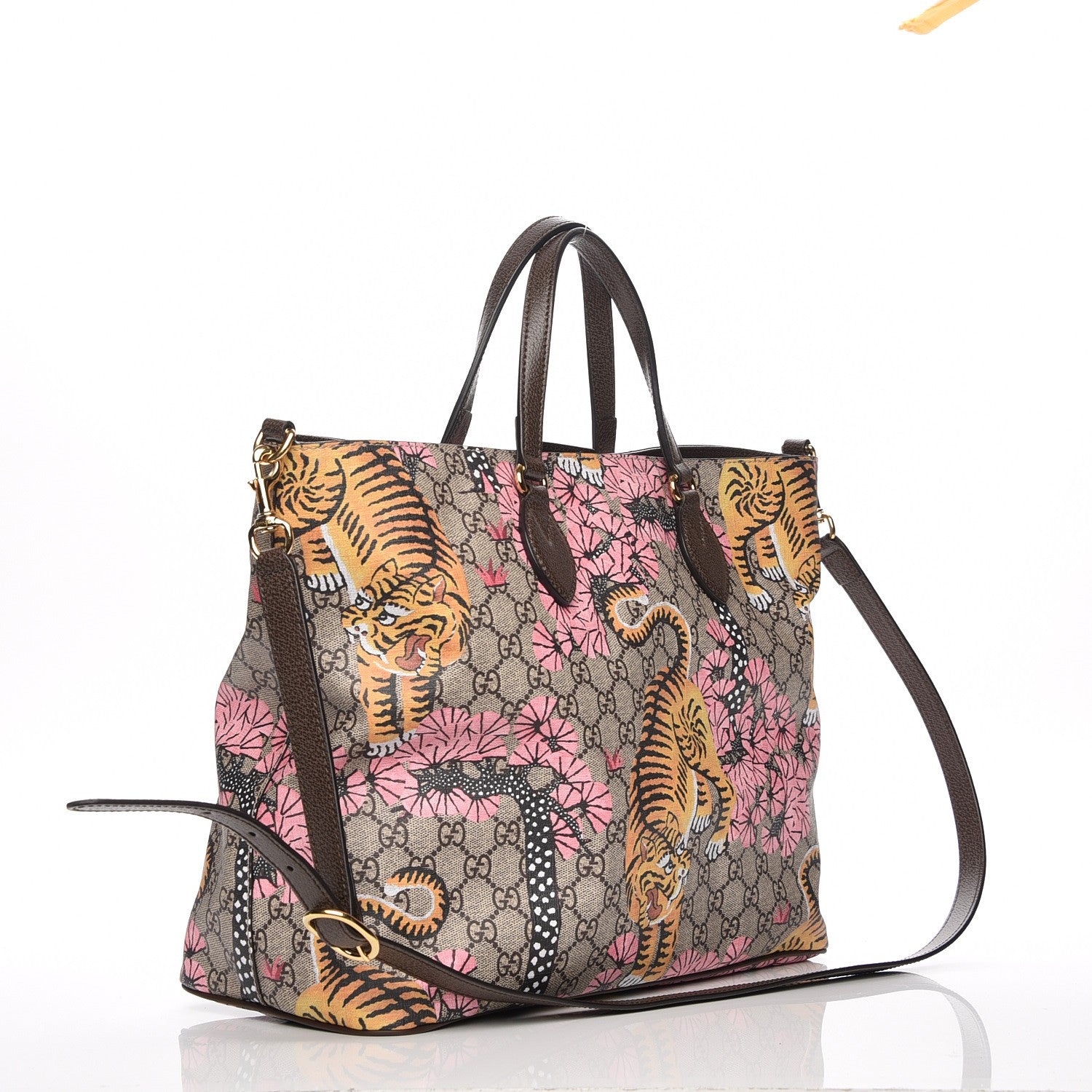 Gucci Soft GG Supreme Monogram Bengal Medium Crossbody Tote Beige Pink 4 of 9
