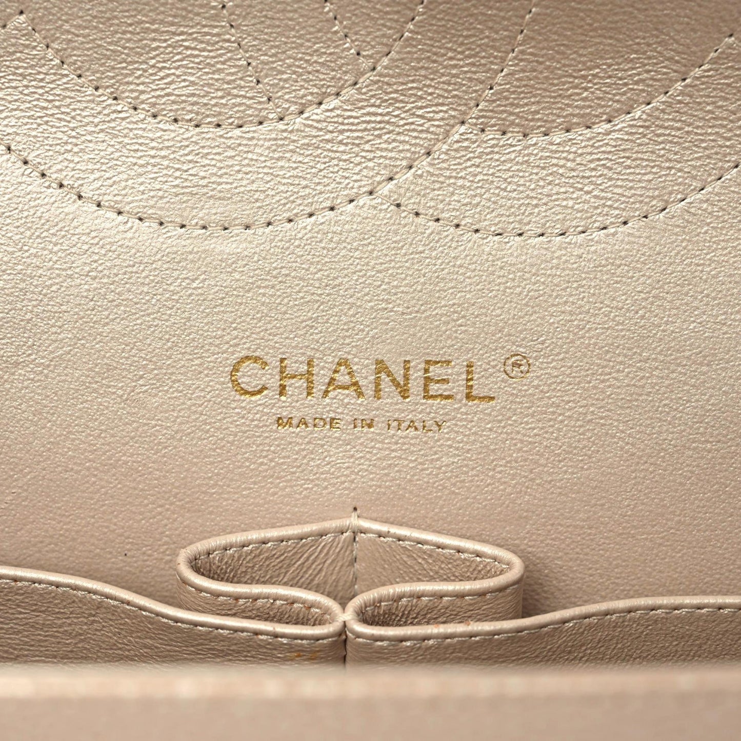 Iridescent Caviar Quilted Jumbo Double Flap Beige