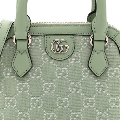 Gucci Summer Denim Calfskin GG Monogram Web Mini Top Handle Ophidia Dome Shoulder Bag Pale Green 17 of 22