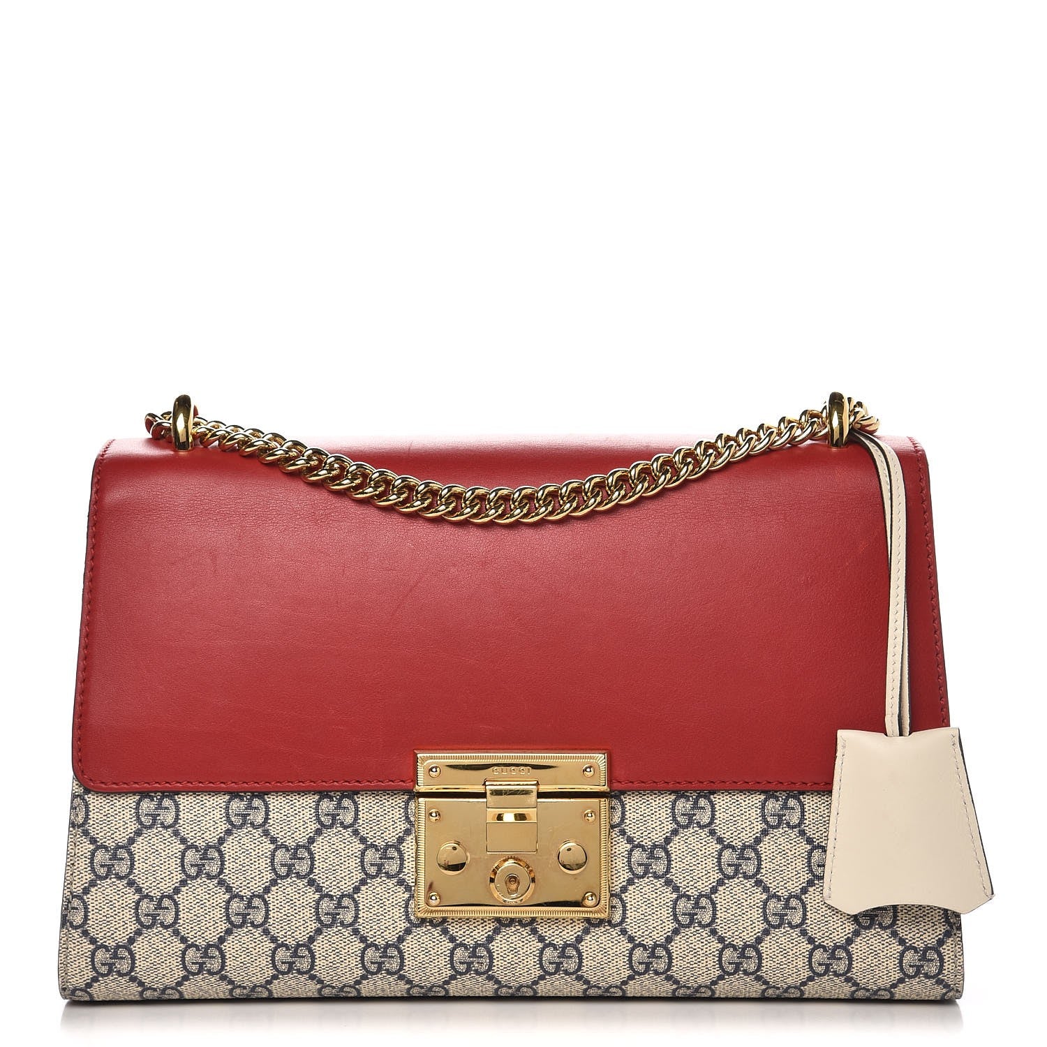 Gucci GG Supreme Monogram Moon Calfskin Medium Padlock Shoulder Bag Beige Blue Hibiscus Red Mystic White 1 of 11