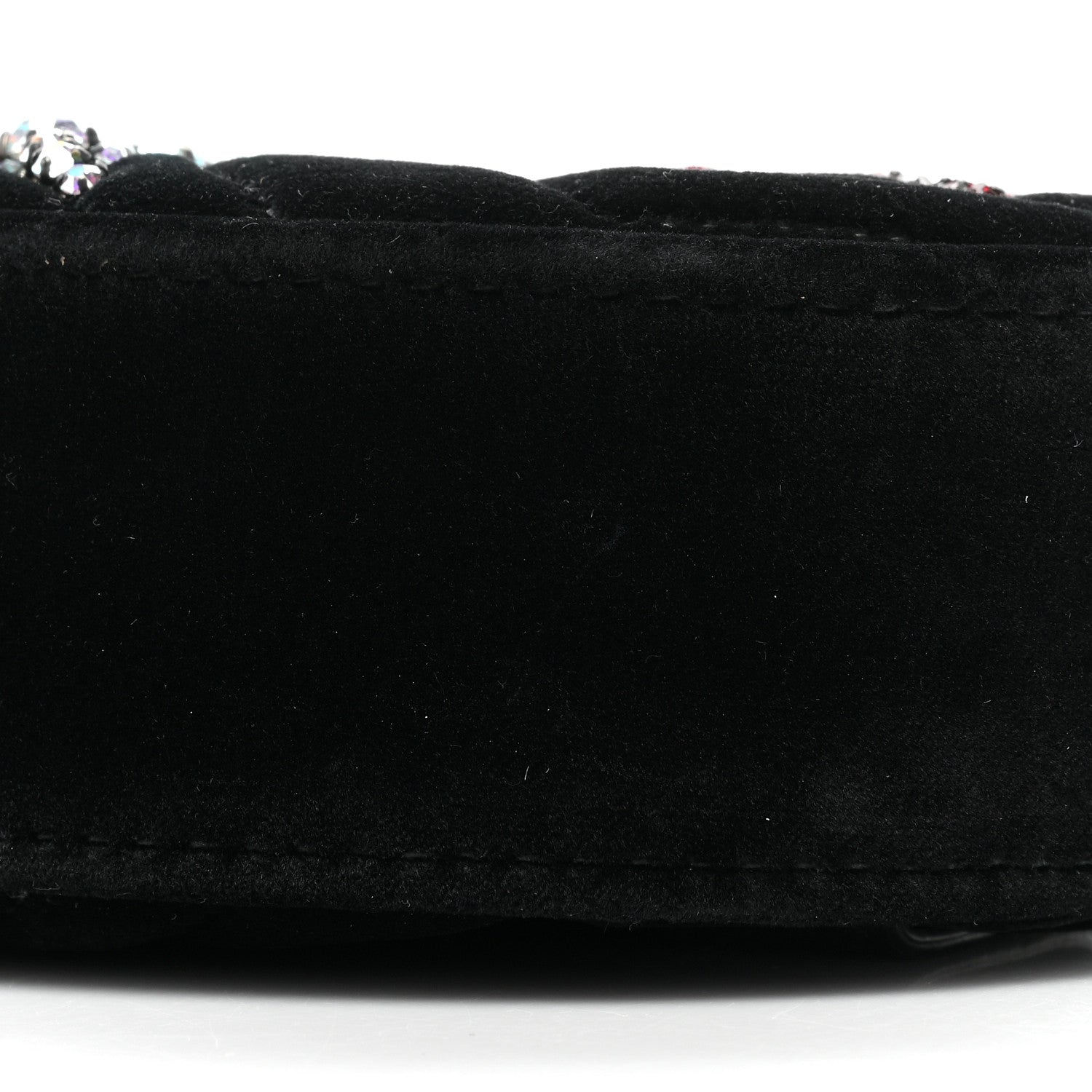 Gucci Velvet Matelasse Crystal Star GG Marmont Belt Bag 85 34 Black 9 of 9