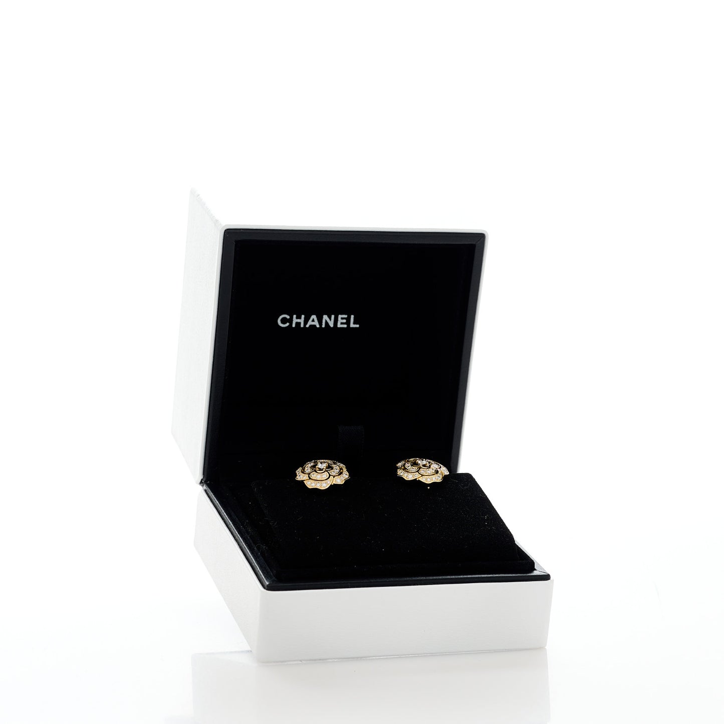 18K Yellow Gold Diamond Bouton de Camélia Earrings
