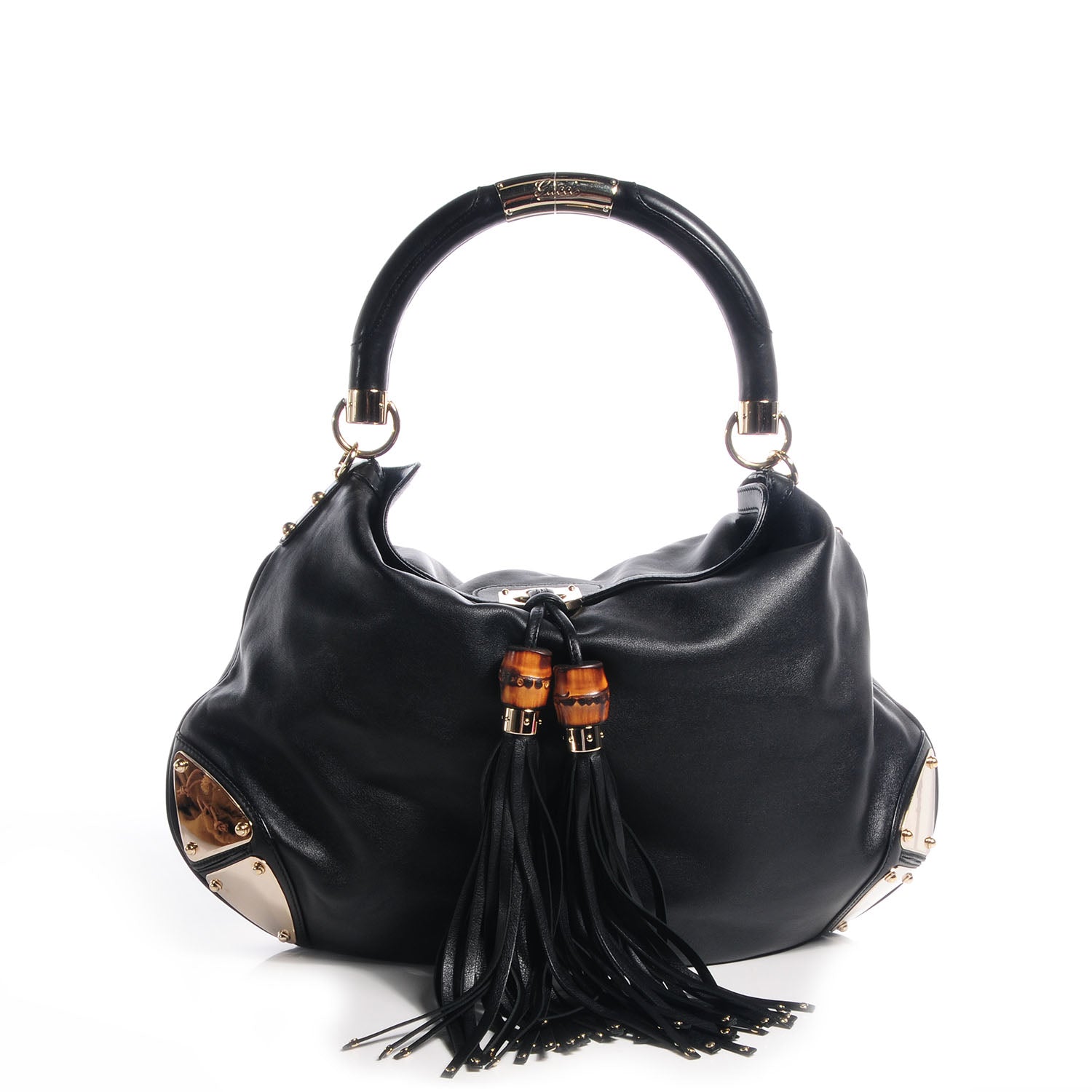 Gucci Leather Large Indy Top Handle Hobo Black 1 of 7