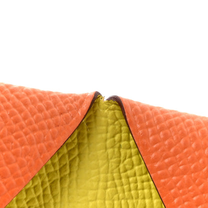 Hermes Epsom Verso Calvi Card Case Orange Lime 8 of 9