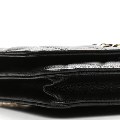 Chanel Caviar Quilted French New Wave Chain CC Wallet On Chain WOC Black 10 of 14