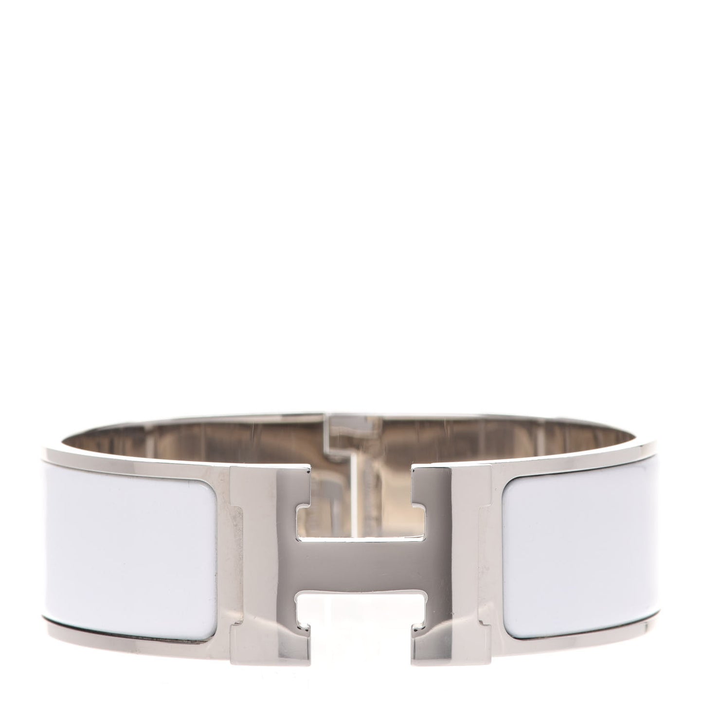 Enamel Wide Clic Clac H Bracelet PM White