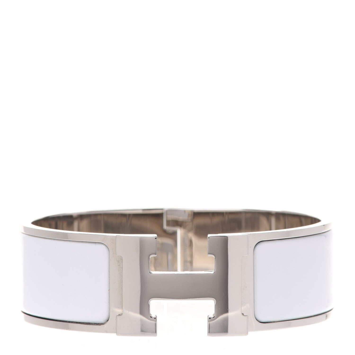 Hermes Enamel Wide Clic Clac H Bracelet PM White 1 of 8