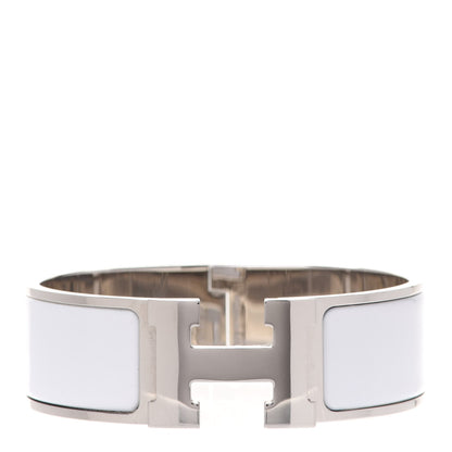 Hermes Enamel Wide Clic Clac H Bracelet PM White 1 of 8