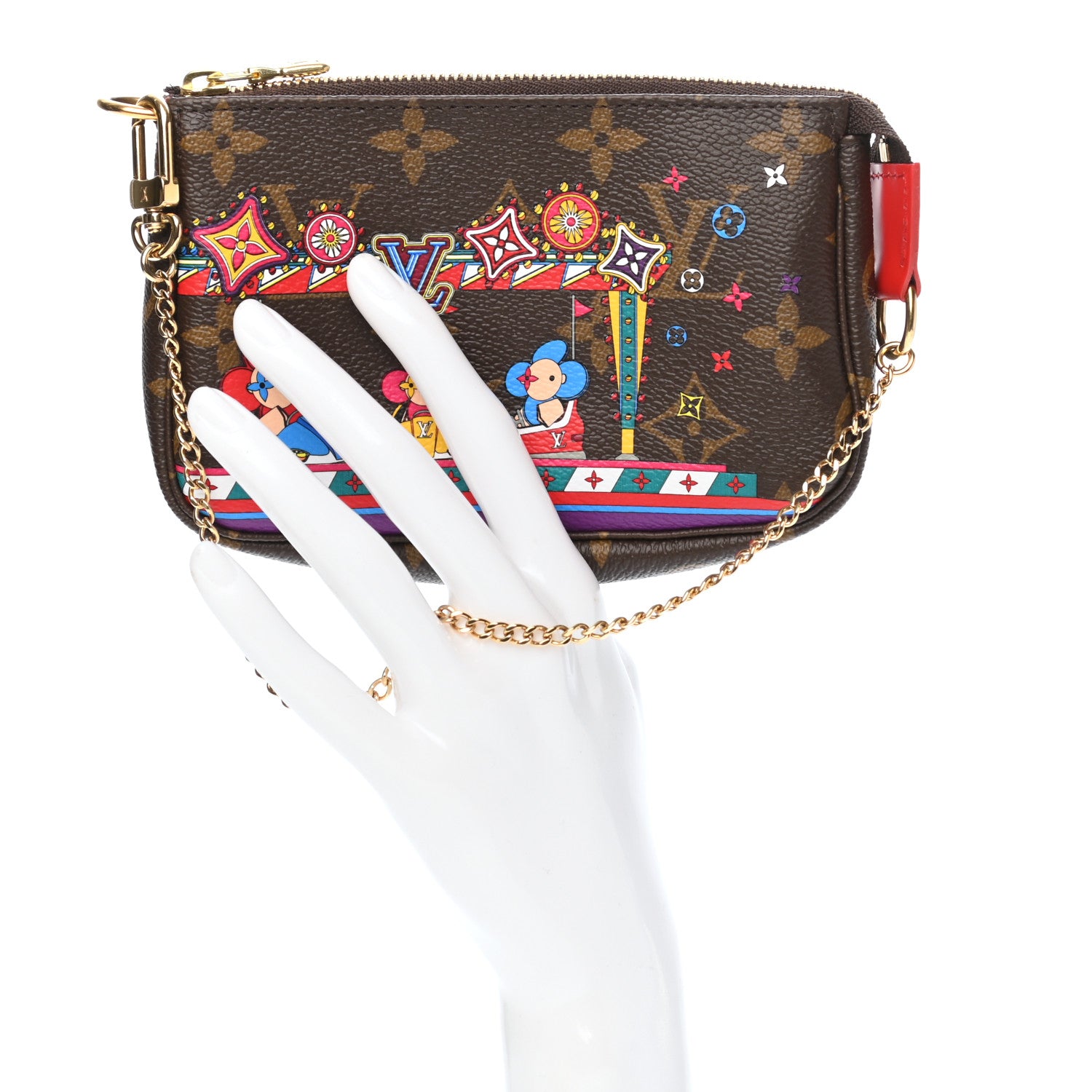 Louis Vuitton Monogram 2020 Christmas Animation Bumper Cars Mini Pochette Accessories Coquelicot 2 of 7