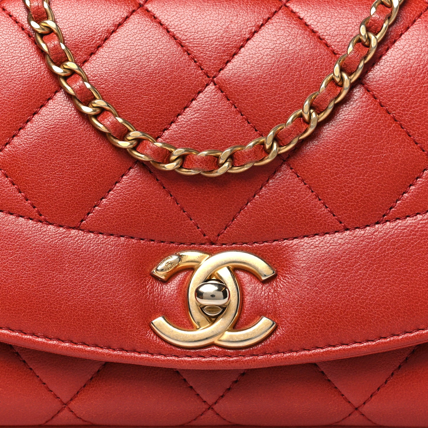 Chanel Lambskin Quilted Medium Vintage Flap Bag Red 8 of 11