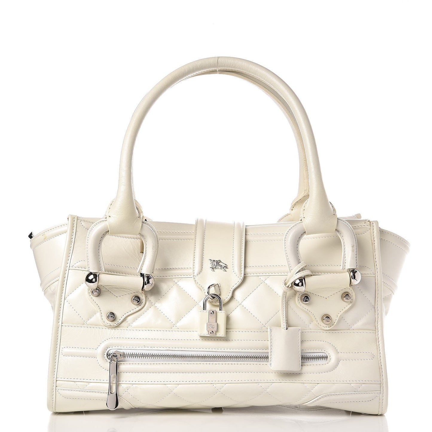 Leather Quilted Large Manor Tote White