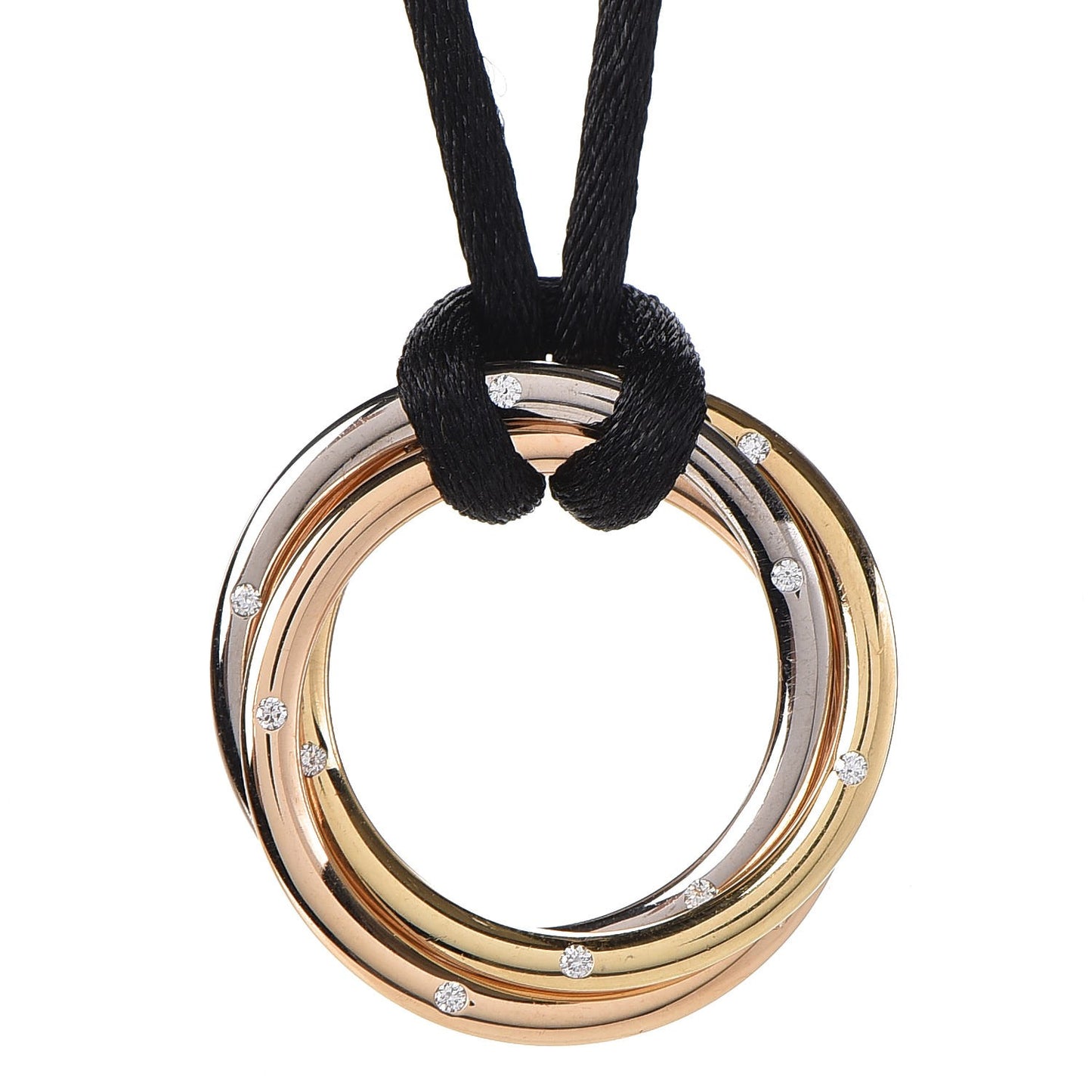 18K Pink Yellow White Gold Diamond Trinity Cord Necklace